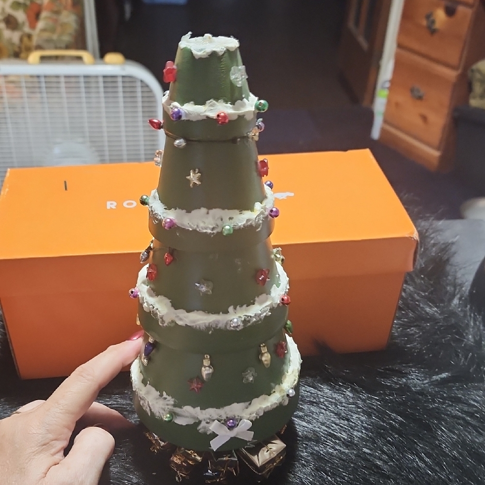 Festive Green Christmas Tree Decor. HANDMADE.